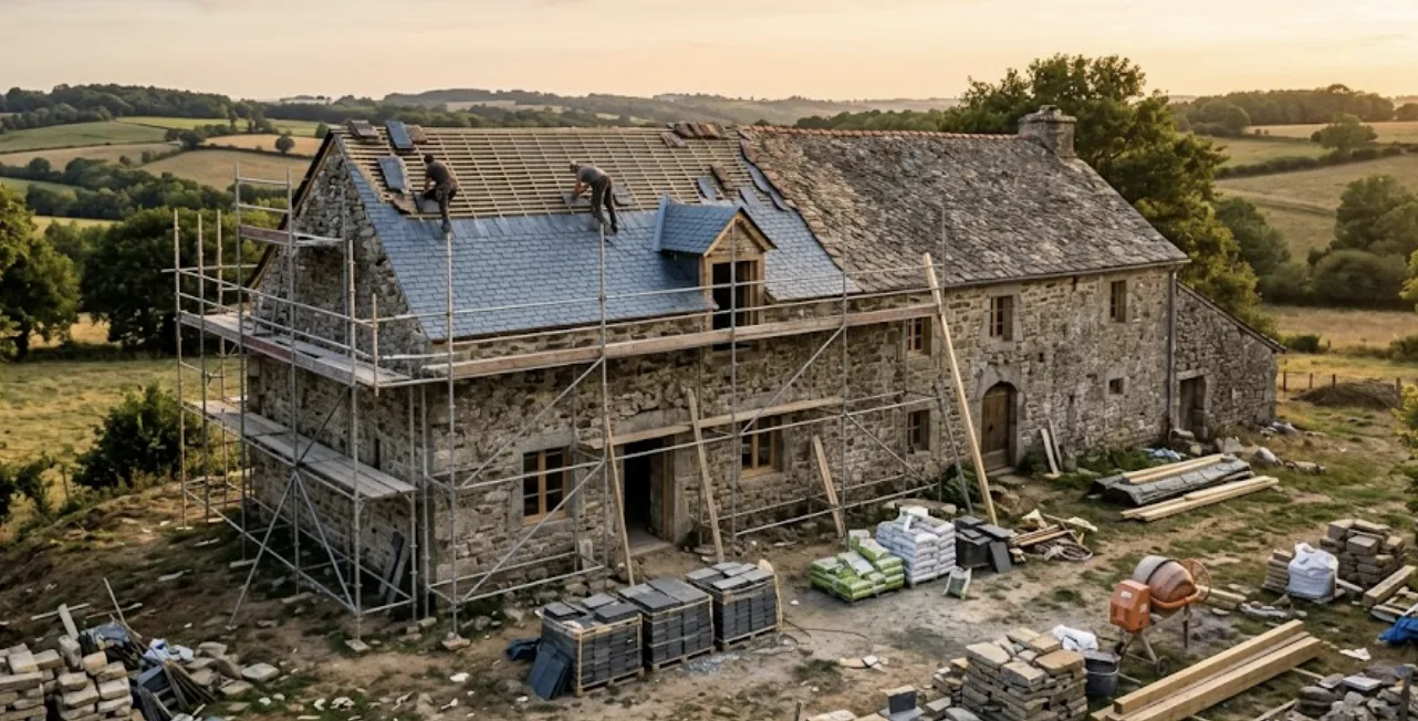 Coût rénovation d'une ferme ancienne : fourchettes de prix et budget réaliste